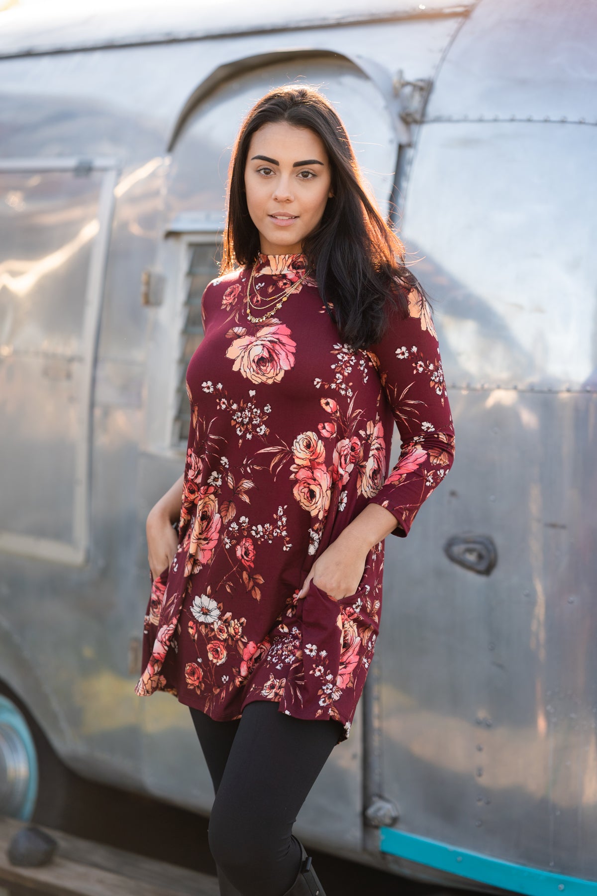 2 Piece Mockneck Floral Combo