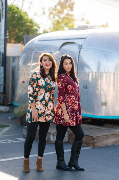 2 Piece Mockneck  Floral Combo