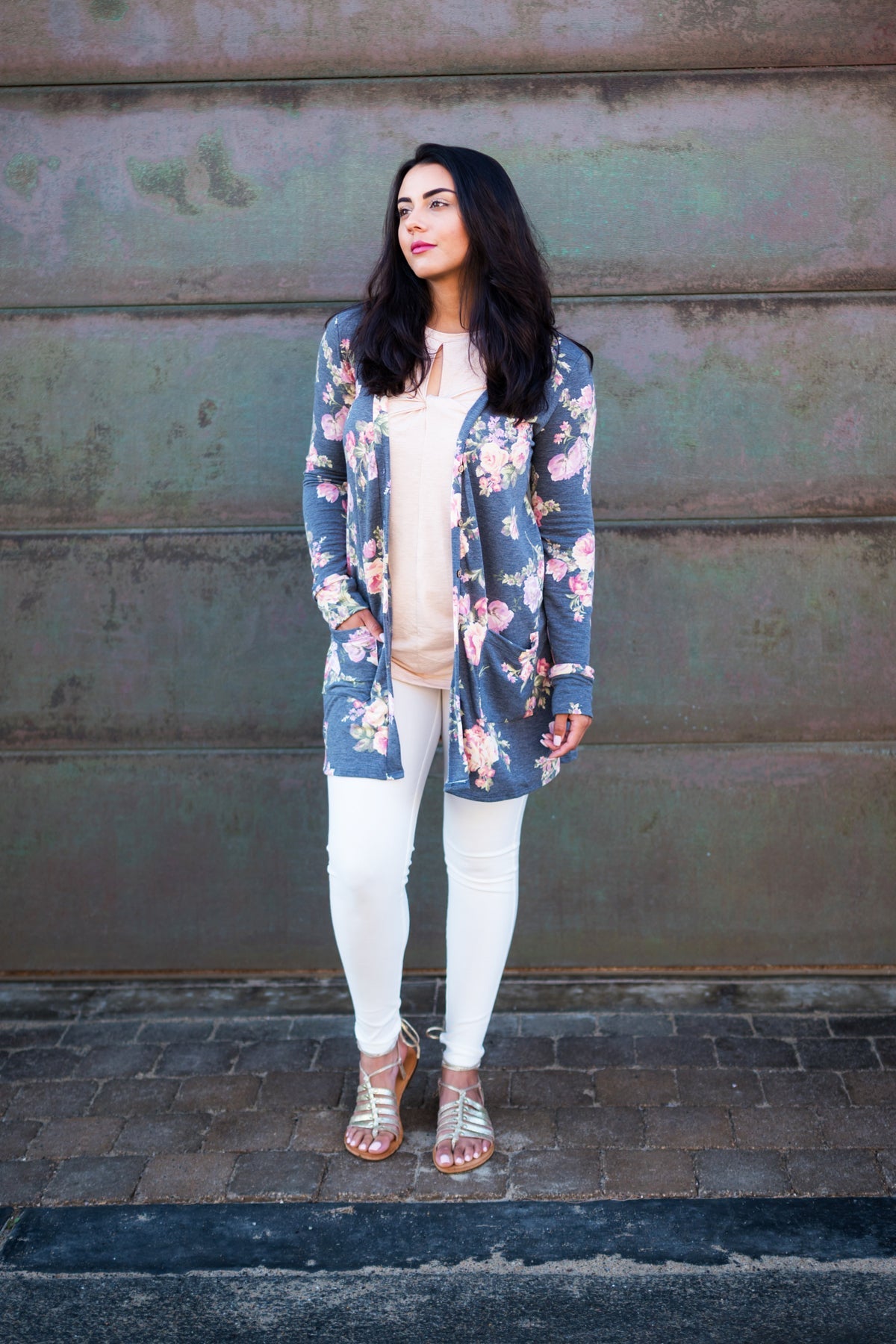 3 Piece Brooklyn Cardigan in Navy Floral