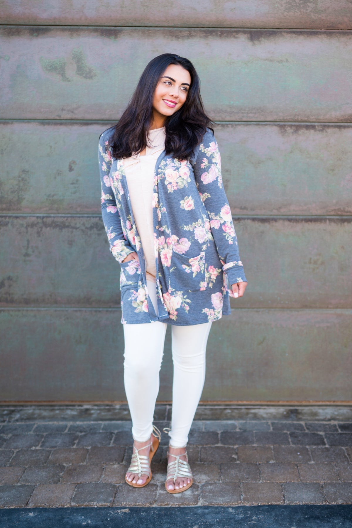 3 Piece Brooklyn Cardigan in Navy Floral