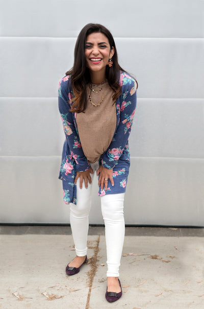 3 Piece Brooklyn Cardigan in Navy Floral