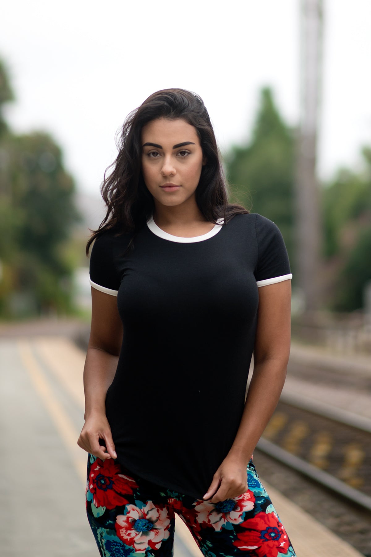 Top Staple Contrast Ribbing