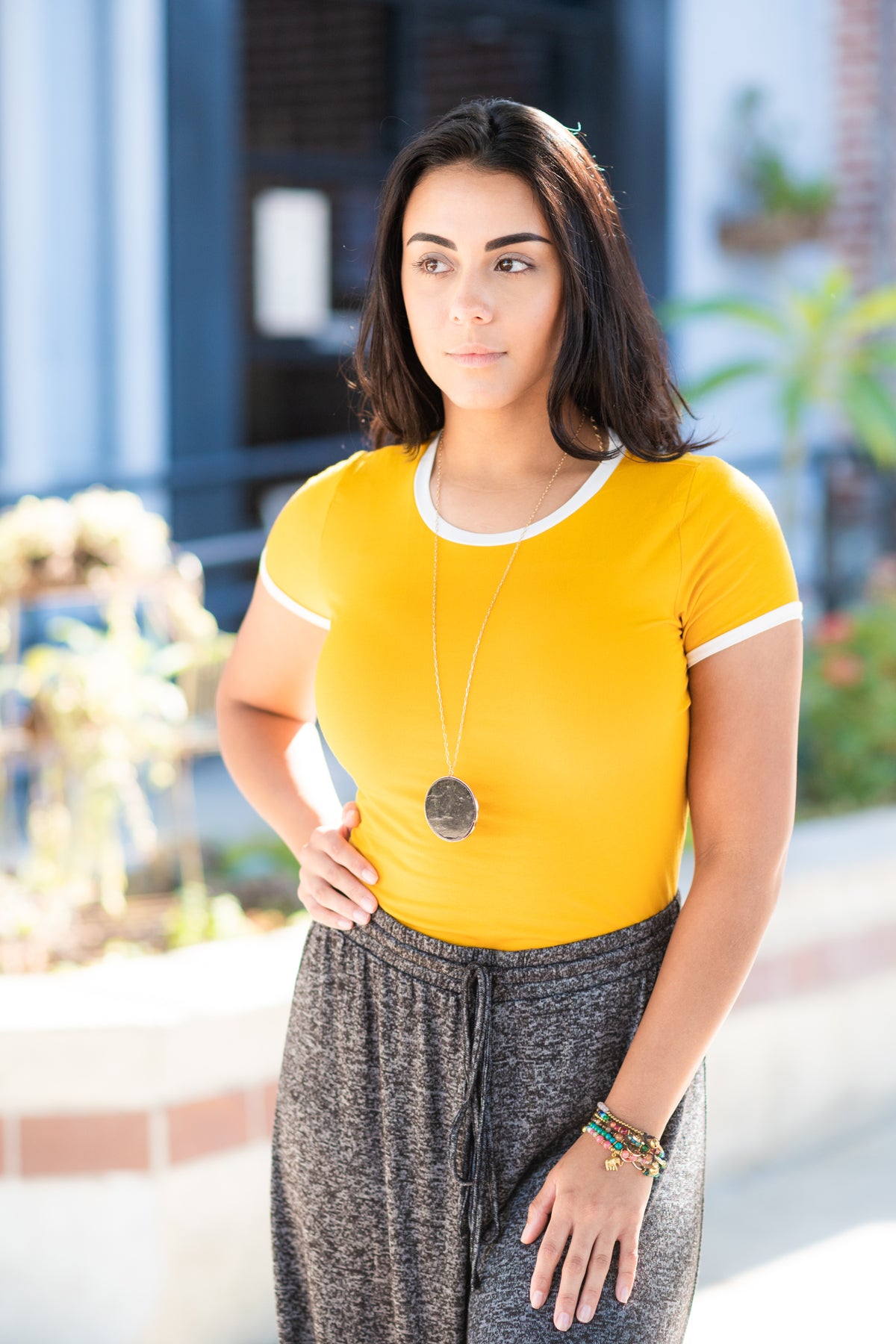 Top Staple Contrast Ribbing