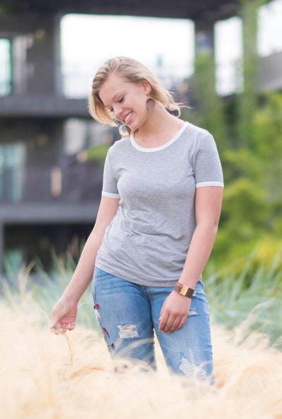 Top Staple Contrast Ribbing