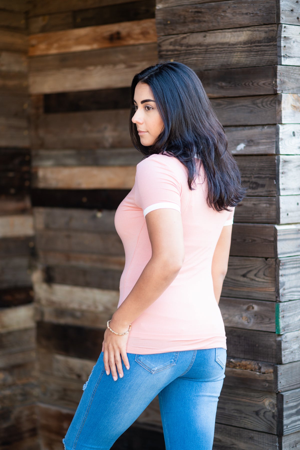 Top Staple Contrast Ribbing