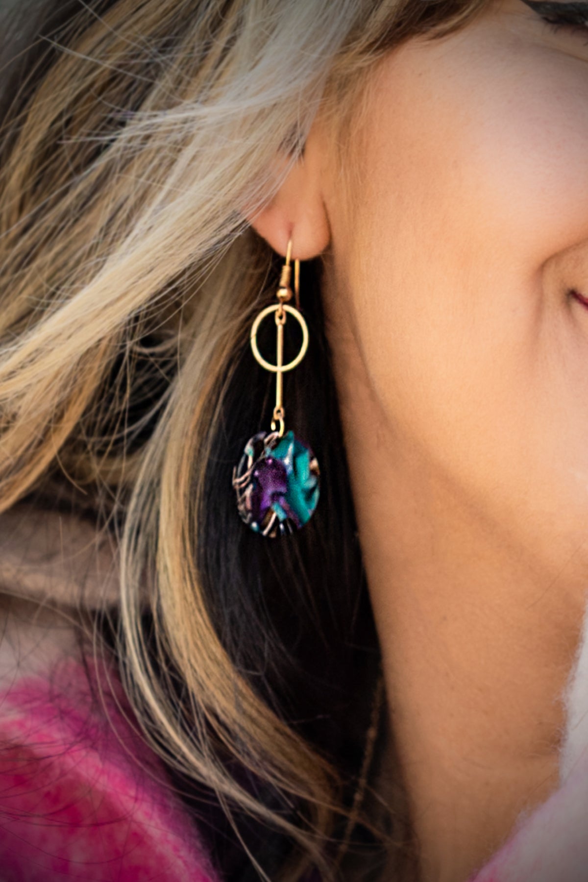 Lucite Drop in Purple Earrings