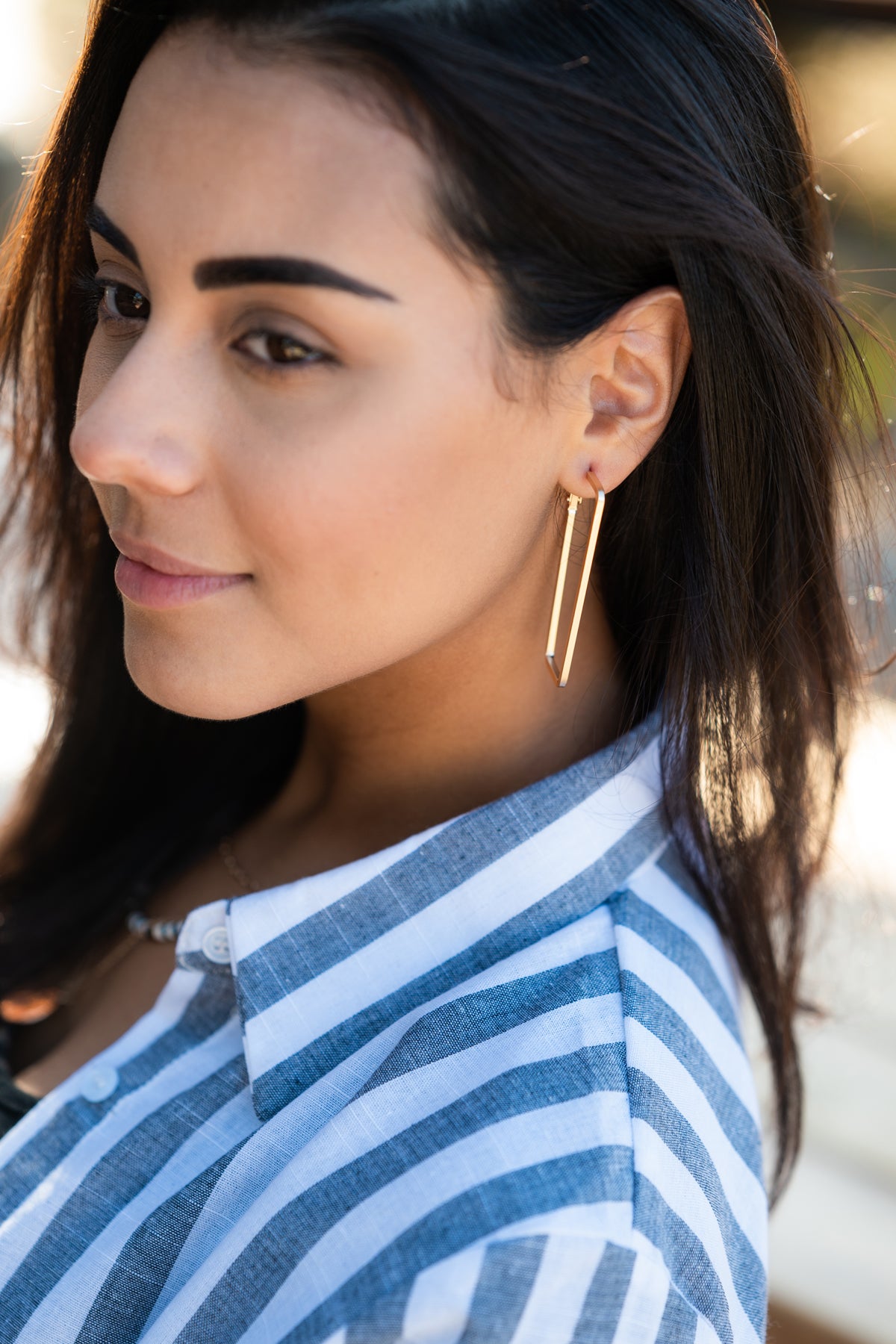 Matte Rectangular Gold Hoop Earrings