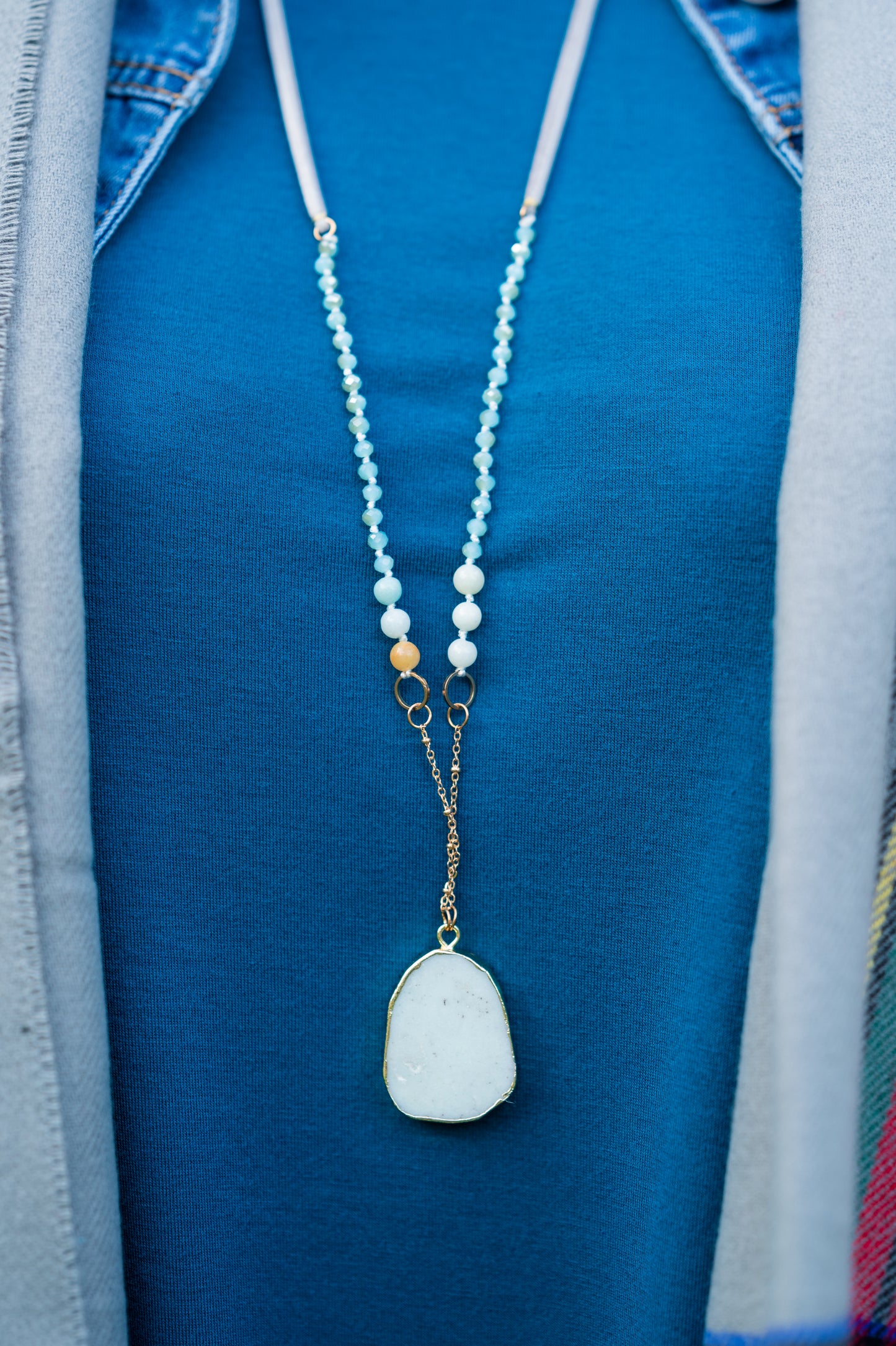 Ocean Blue Stone Pendant Necklace