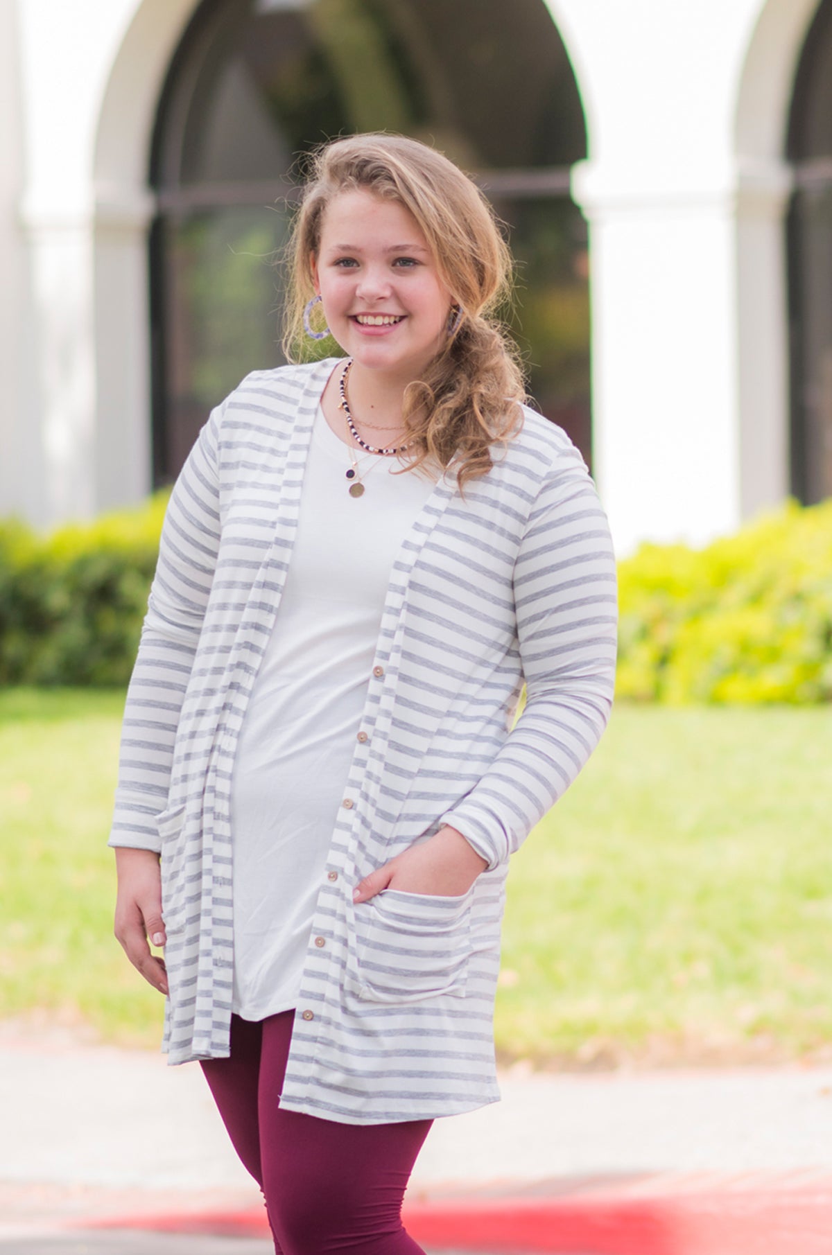 2 Piece Combo Grey Stipped Cardi