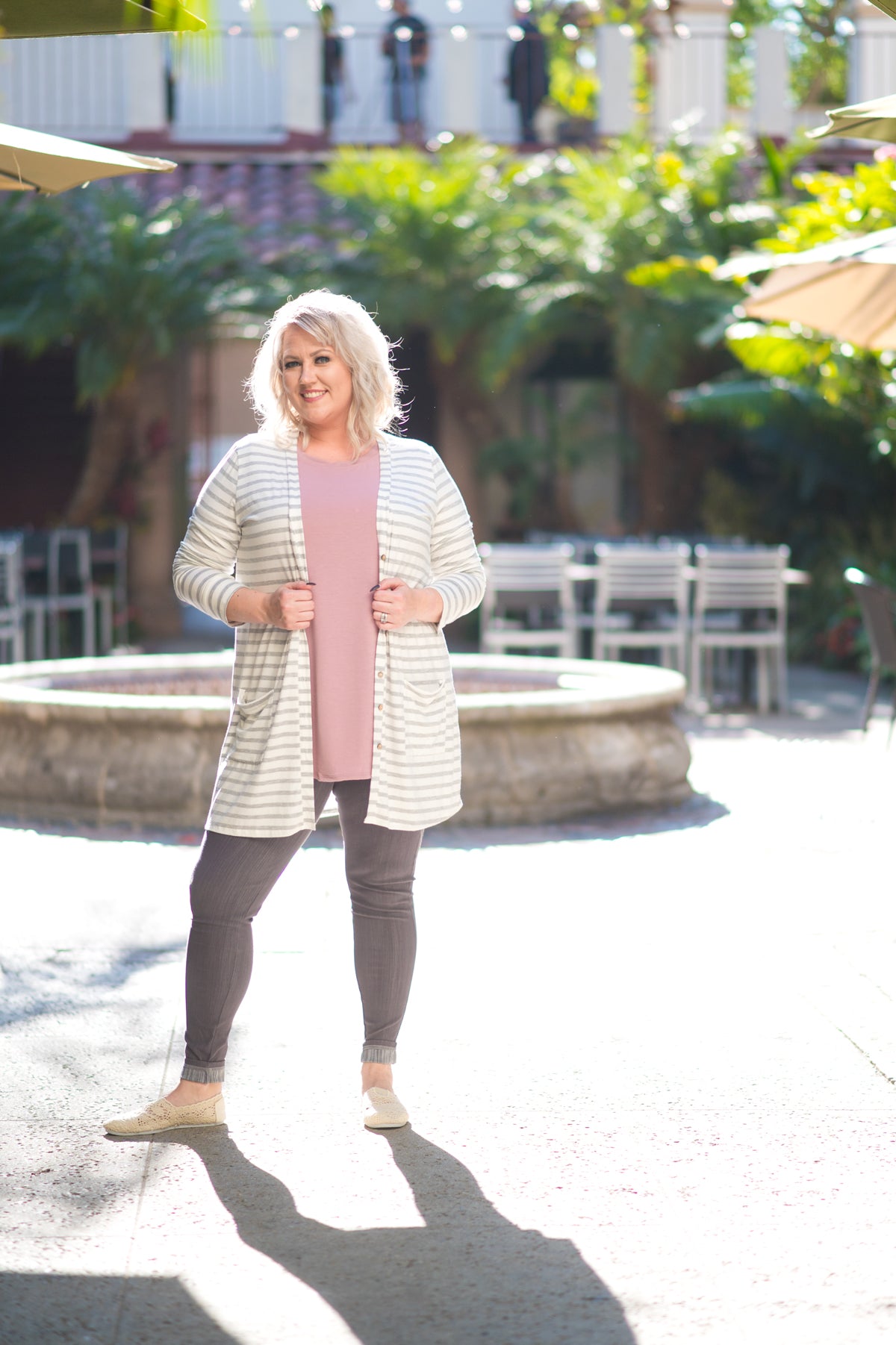 2 Piece Combo Grey Stipped Cardi