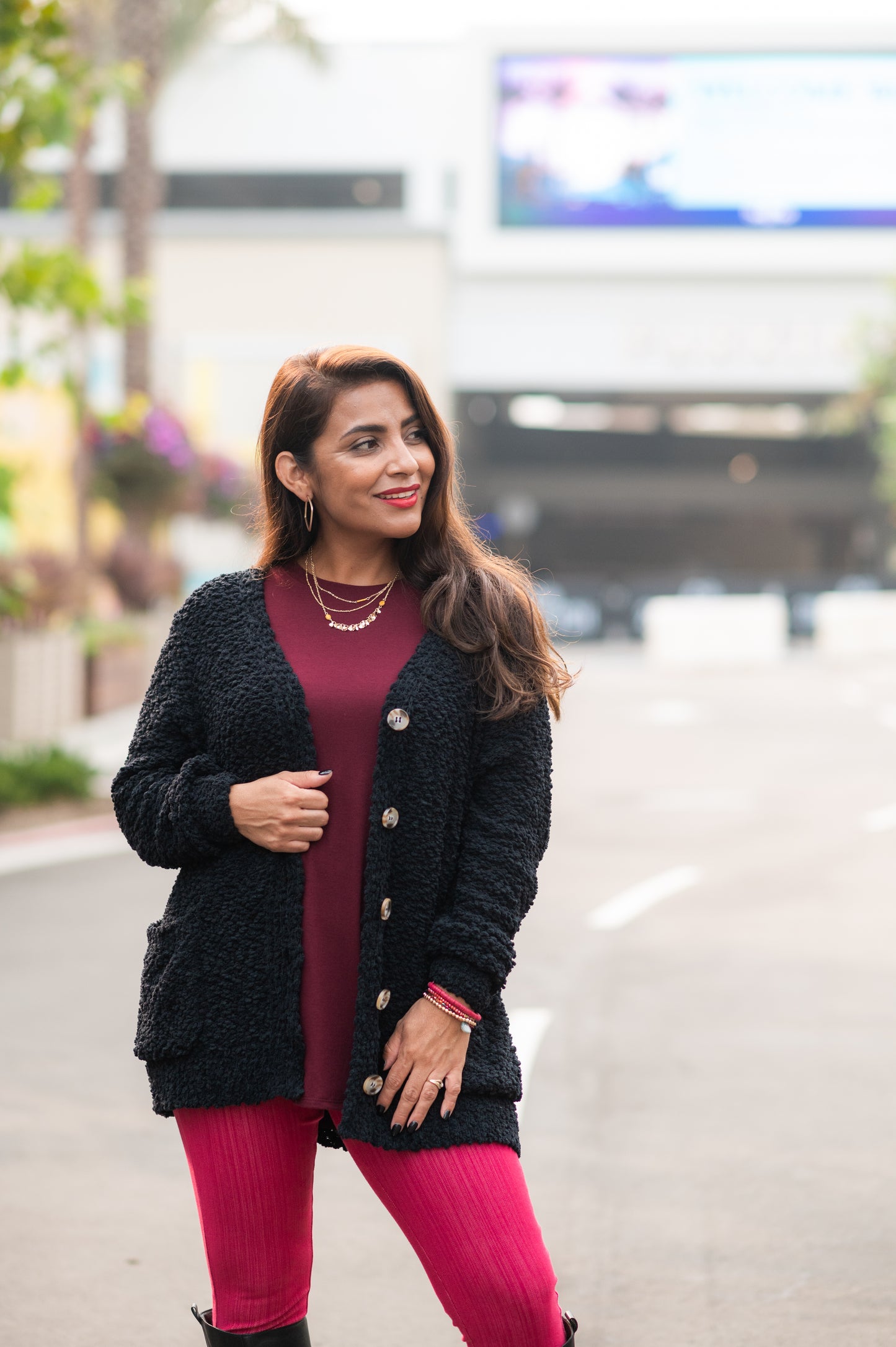 Popcorn Button Cardigan