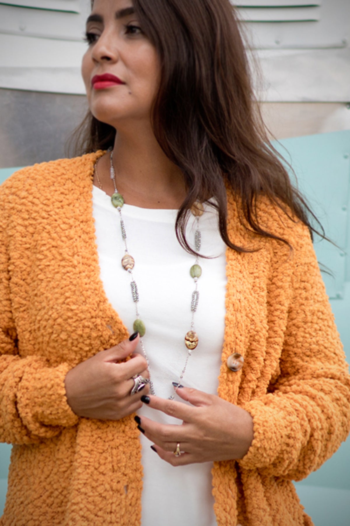 Sand and Moss Beaded Necklace