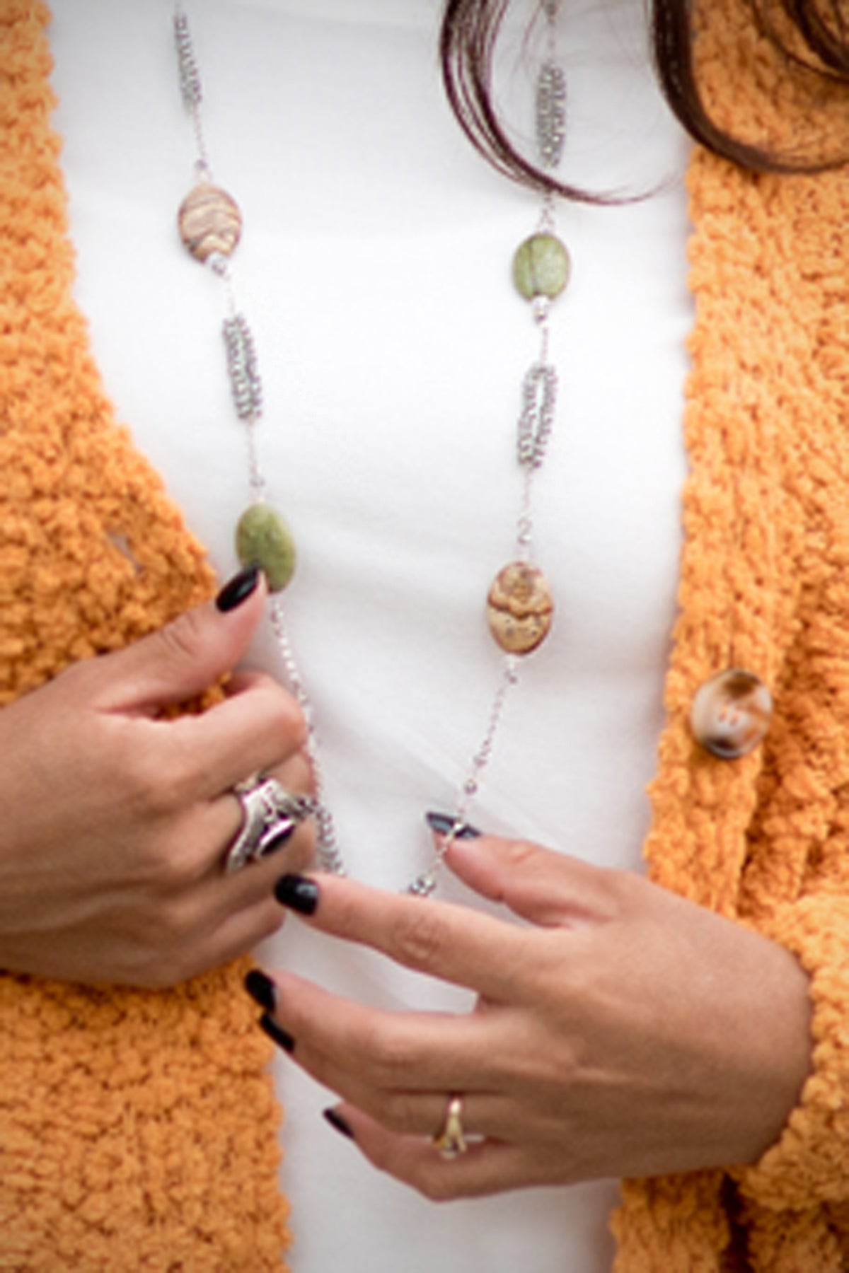 Sand and Moss Beaded Necklace