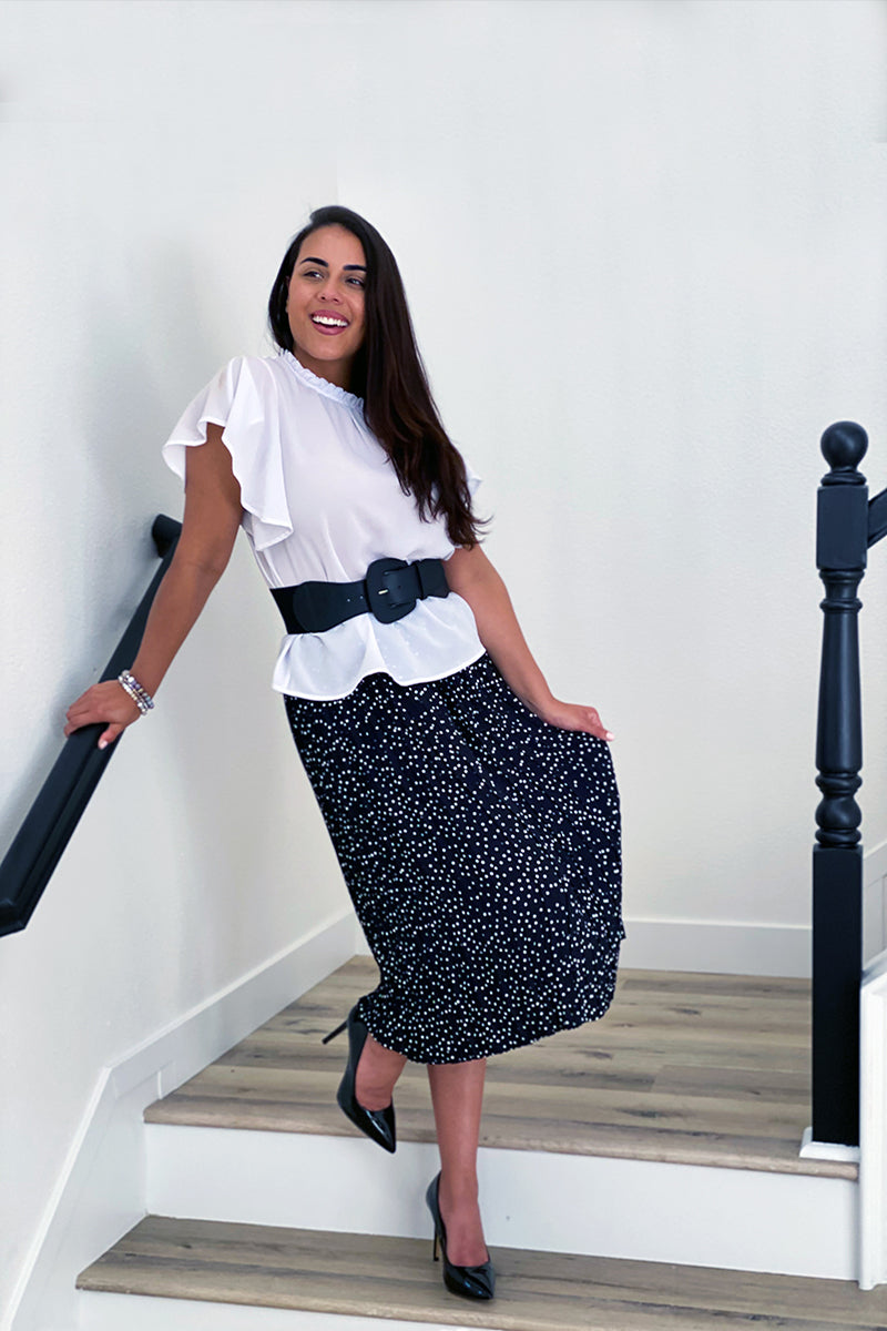 Black & White Polka Dot Skirt Combo