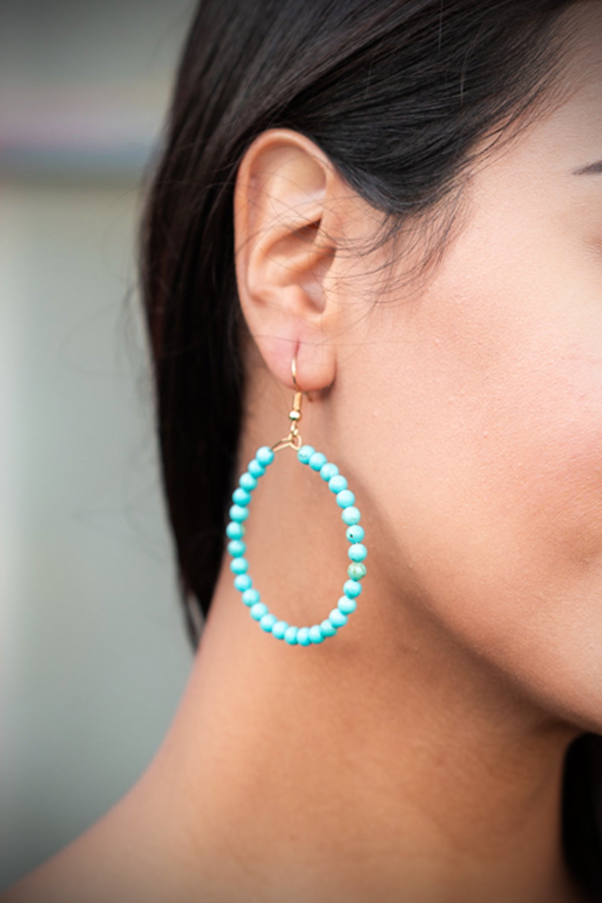 Turquoise Beaded Circle Earrings