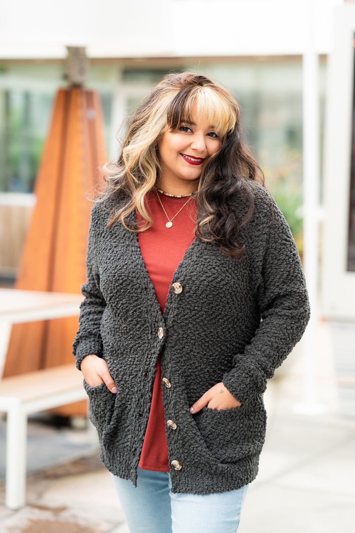 Popcorn Button Cardigan