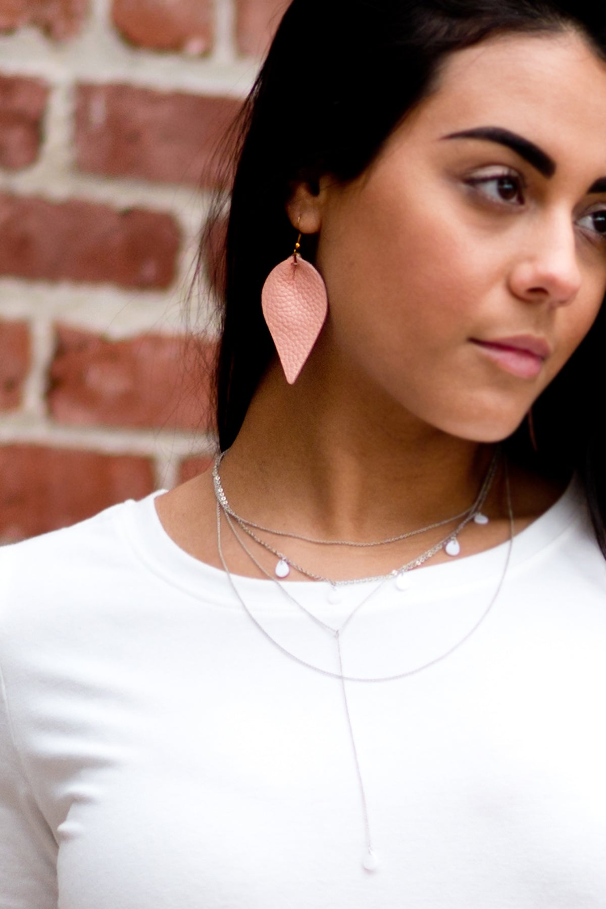 Leather Pink Earrings