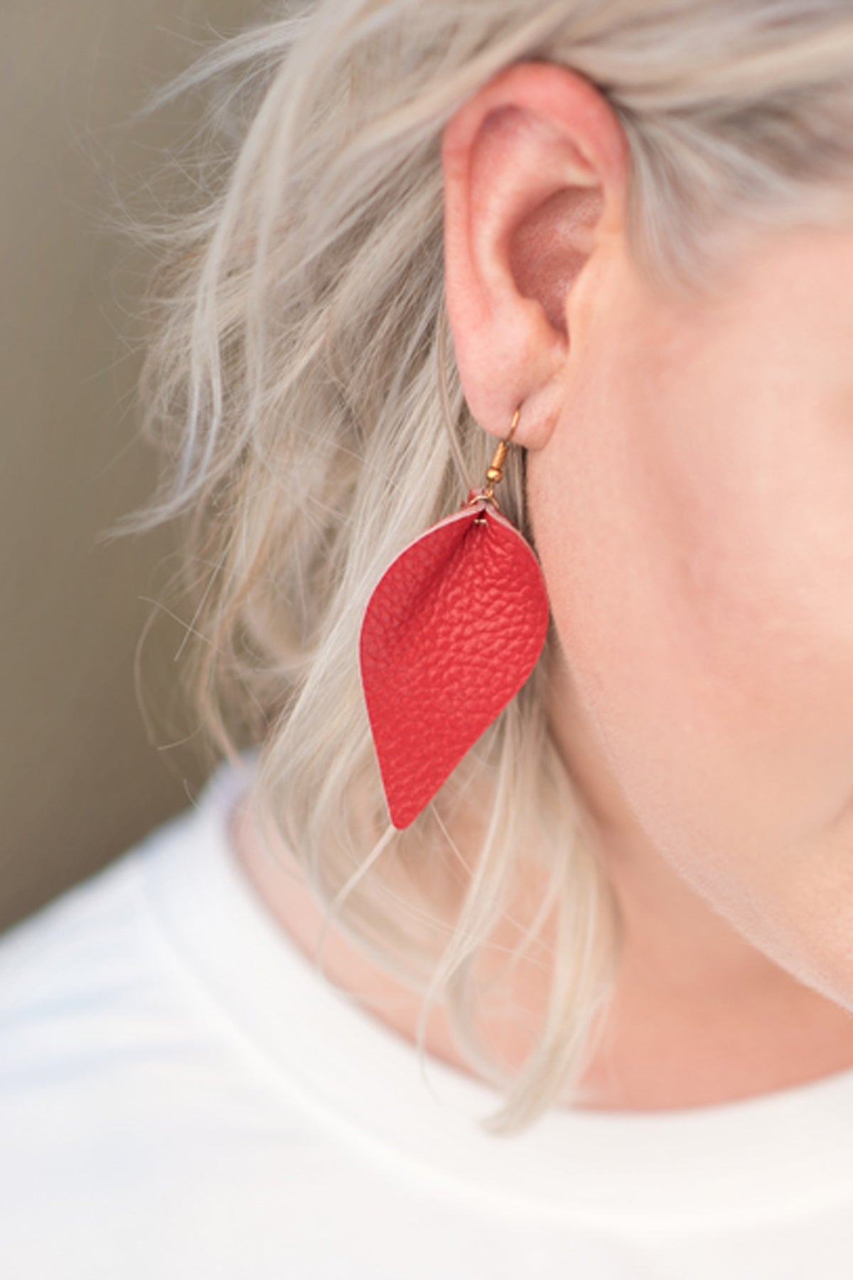 Leather Red Earrings