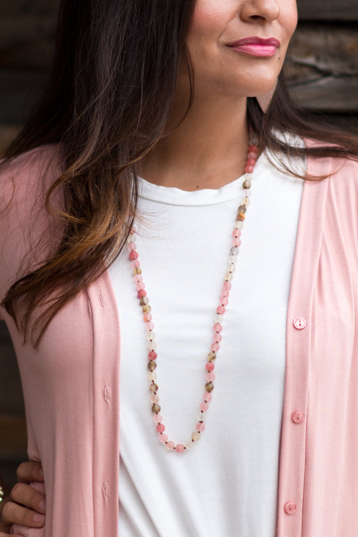 Sea Glass Pink Long Necklace