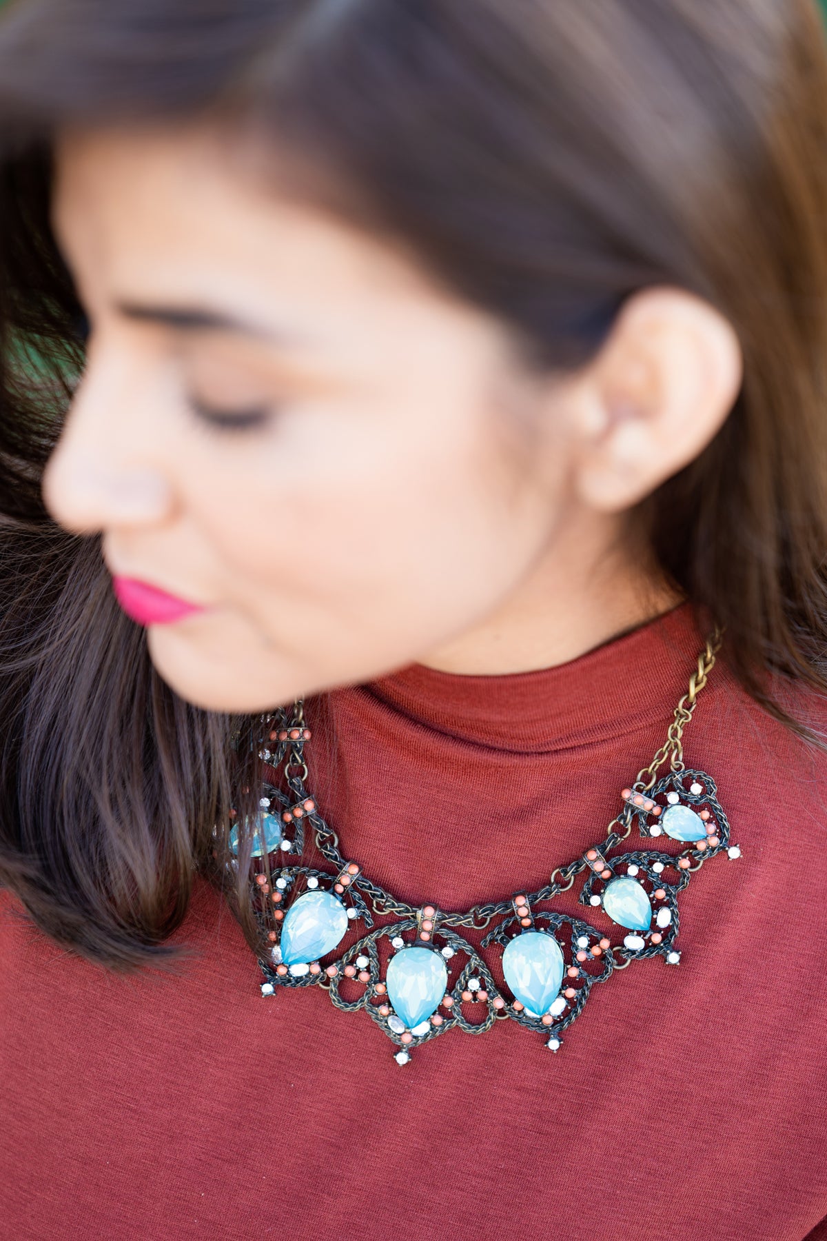 Ornate Turquoise and Coral Necklace