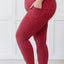 Zenana Step Aside Full Size Athletic Leggings with Pockets in Rose