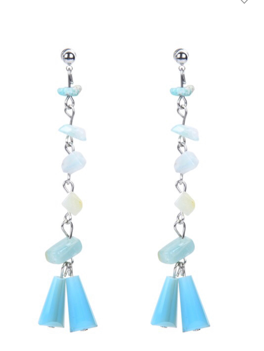 Drop Turquoise Beads and Glass Earrings
