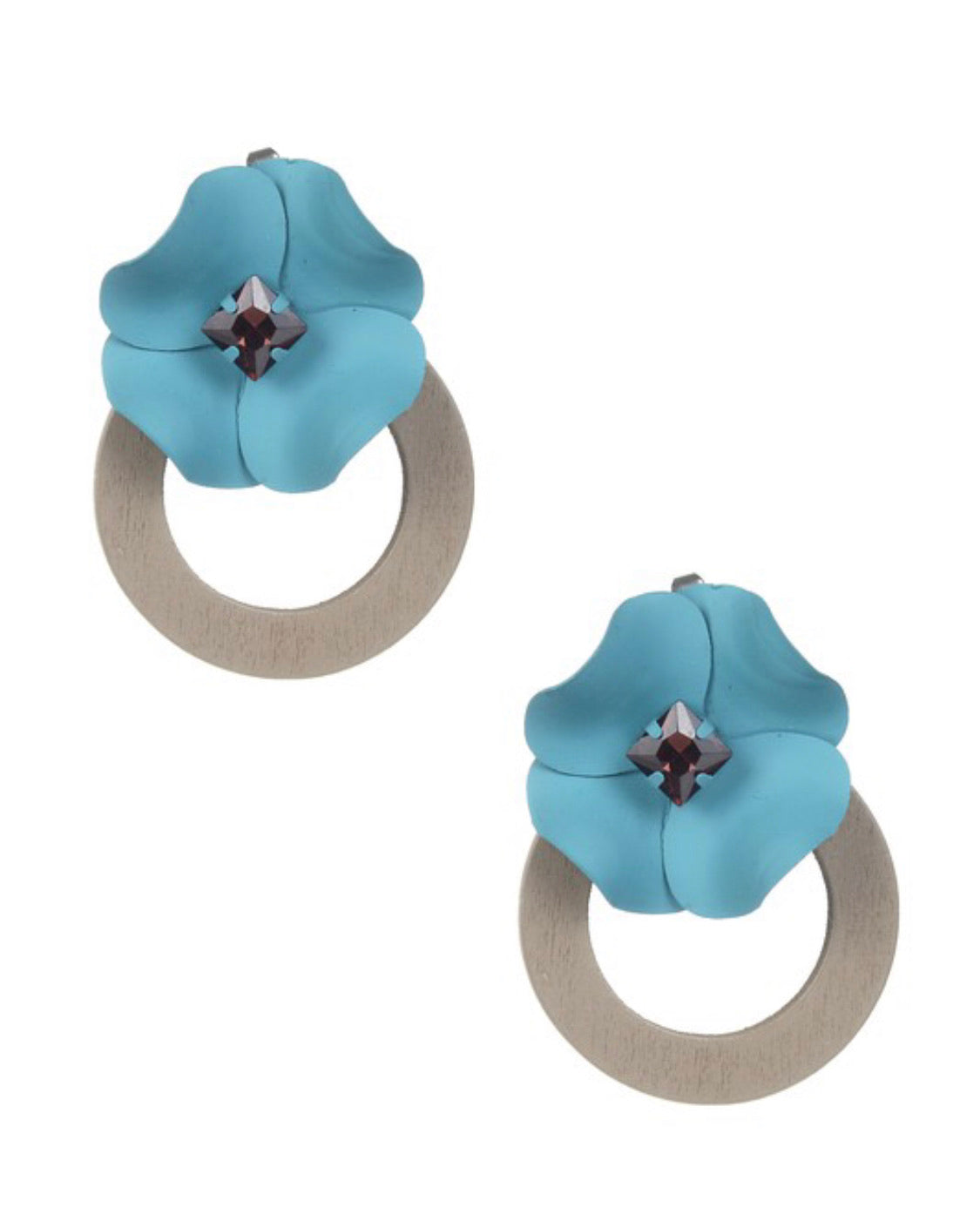 Floral Black and Turquoise Earrings